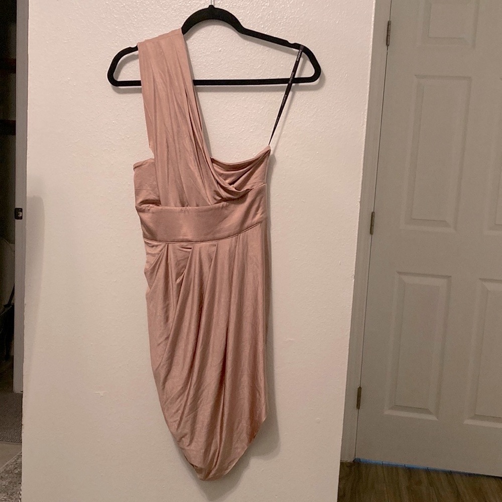 BEBE one shoulder side drape dress Size: XS